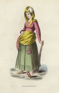 オランダの農民の女性（彩色済み彫刻 作： European School