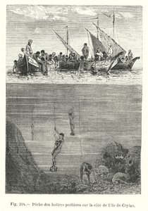 セイロン島の海岸での真珠貝漁（彫刻作品 作： European School