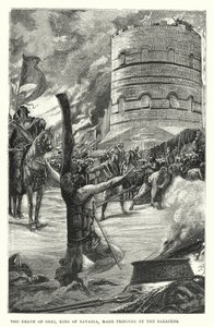 サラセン人によって囚われの身となったバイエルン王オルリの死(エングレーヴィング) 作： European School