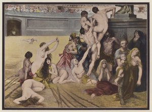 サーカス、ローマの闘技場でライオンに投げつけられる人々 (色リソ) 作： European School