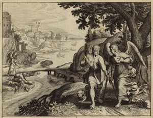 天使の命令で魚の内臓を取り除くトビアス（彫刻） 作： European School