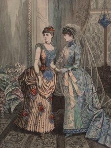 ビクトリア朝の衣装を着た2人の女性 作： European School
