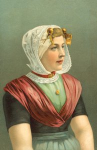 民族衣装を着た女性（カラーリトグラフ） 作： ヨーロピアンスクール