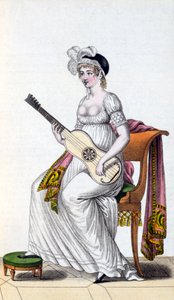 18世紀後半のギターを持つ女性 作： European School