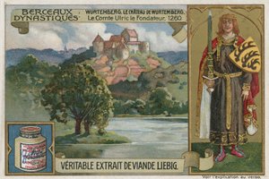 ヴュルテンベルク;ヴィルテンベルク城とウルリッヒ1世、ヴュルテンベルク伯爵、1260年 作： European School