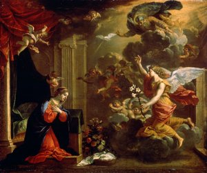 受胎告知、17世紀。 作： Eustache Le Sueur