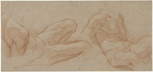 横になっている裸の男性の 2 つの習作 作： Eustache Lesueur