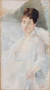 回復期。 白い服を着た女性の肖像、1877～1878年。 作： Eva Gonzalès