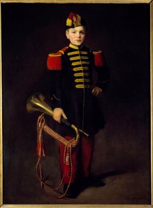 隊員の子供（トランペットを持って）。エヴァ・ゴンザレス（1849-1883）の絵 作： Eva Gonzalès