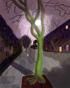 夜の11番街、ブルックリン（デジタルアート）