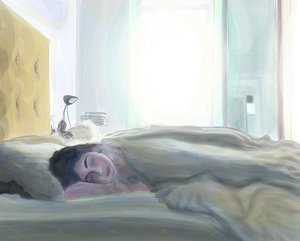 エヴァ・スリーピング、ブルックリン（デジタルアート） 作： Evan Sklar