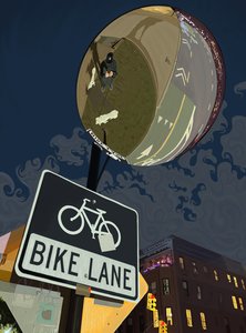 自転車専用レーンの標識、プロスペクト・パーク（デジタルアート） 作： エヴァン・スクラー
