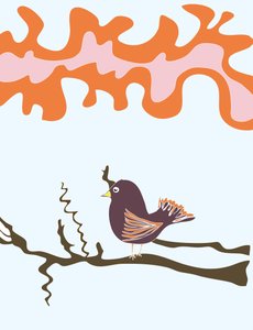 Bird On Branch, 2015（iPadでアップルペンシルを使って手描きしたもの） 作： エヴァン・スクラー