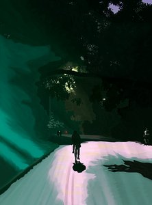 ブルックリン、プロスペクト・パーク、夜間のサイクリスト（2020-24年頃）（デジタルアート 作： エヴァン・スクラー