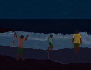ファイナル・ファイヤー・アイランド 夜のビーチ（デジタルアート） 作： エヴァン・スクラー