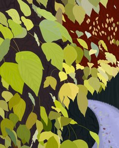 緑の葉と道（デジタルアート）