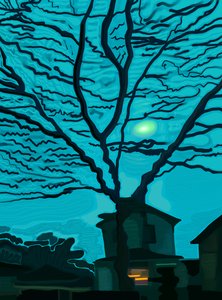 夜のクイーンズの家（デジタルアート） 作： エヴァン・スクラー