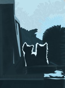 窓の外の子猫たち（デジタルアート）