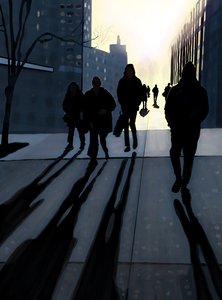 マンハッタンの歩道（デジタルアート） 作： エヴァン・スクラー