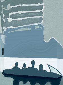 ホテルのファサードに映る車と乗客の影、2020-24年頃（デジタルアート） 作： エヴァン・スクラー
