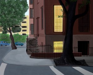 ウィロー・アンド・ミダーグ・ストリート、2016年（iPadでアップルペンシルを使って手描きしたもの） 作： エヴァン・スクラー