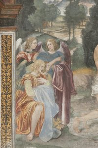 キリストのバプテスマ、天使の詳細 作： Evangelista and Arcimboldi Luini