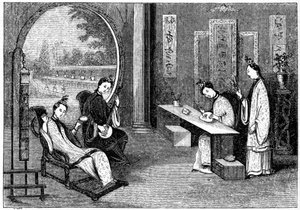 家庭のシーン、通常の仕事での女性、1847 作： Evans