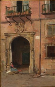 ドアの前の女の子 作： Evaristo Cappelli