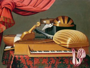 楽器のある静物 作： Evaristo workshop of Baschenis