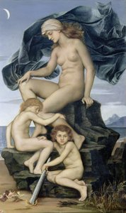 眠りと死、夜の子供たち、1883 作： Evelyn De Morgan