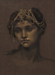 メデアのための習作 1889年頃（黒チョークに金泥で彩色したもの） 作： Evelyn De Morgan