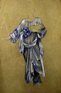 第3の翼のある天使の立ち姿のための習作（紙に黒白クレヨン） 作： Evelyn De Morgan