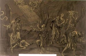 影の谷」1899年頃（紙にパステル、チョーク） 作： Evelyn De Morgan