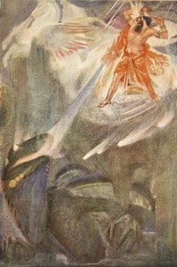 ルイス・スペンスによる「バビロニアとアッシリアの神話と伝説」のイラスト「彼は強大でした」 作： Evelyn Paul