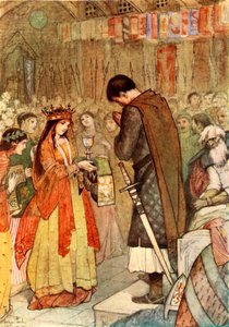 「パルジヴァルは導きを求めて祈る」、1919 年。 作： Evelyn Paul