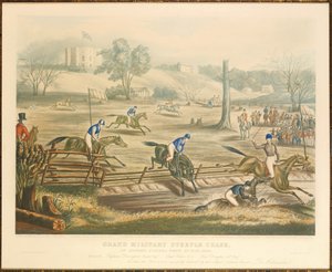 1845年、J。ハリスによって彫刻された1843年5月9日、カナダ西部ロンドンのグランドミリタリースティープルチェイス