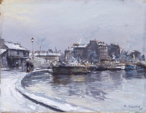 セーヌ河畔（紙にパステル） 作： Everett Shinn