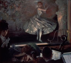 フットライト前の白衣のダンサー 作： Everett Shinn