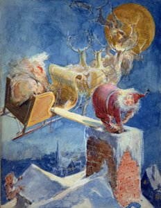 クリスマス前夜 （紙に水彩、インク） 作： Everett Shinn