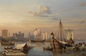 19世紀半ばのテムズ川のバイキング船 作： Everhardus Koster