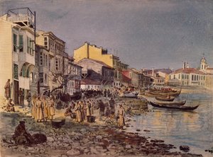 1878年、サンステファノの堤防でのロシア兵 作： Evgeni Kirillovich Makarov