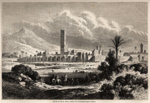 オーギュスト・ド・ベラール（1824-1881）が描いたマラケシュ（旧モロッコ）の街の風景、1860年のF.Schickler氏のモロッコ旅行を説明するために描いたもの。パリの "Le tour du monde, nouveau journal des voyages "に掲載されたもの。 作： Evremond de (after) Berard