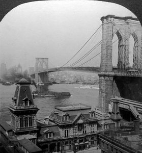 ブルックリンブリッジ、ニューヨーク、アメリカ合衆国。 作： Excelsior Stereoscopic Tours