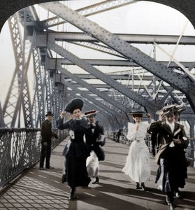 プロムナード、ウィリアムズバーグ橋、ニューヨーク、アメリカ合衆国、c1900年代