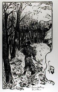 秋の風景の中のヴェルレーヌ、Impression dAutomneのイラスト：Paul VerlaineによるLes Sanglots Longs（1844-96） 作： F.A. Cazals