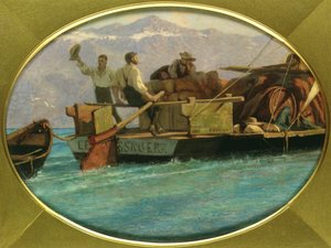 ジュネーブ湖の荷物船 作： F.L.D. Bocion