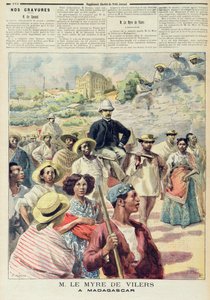 マダガスカルのM.ル・ミール・ド・ヴィレール、1894年10月22日付「ル・プチ・ジャーナル」の挿絵（彩色済み彫刻 作： F.L. and Tofani Oswaldo  Meaulle