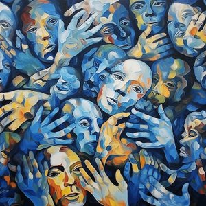 キャンバスに描かれた群衆の顔, オンデマンドでプリントされる現代的なウォールアート
