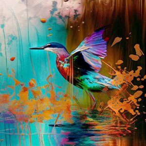 抽象的な鳥 キャンバス 販売、クロード ・ モネ絵画インスピレーション 作： F. Abderrahim