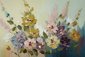ヴィンテージのバラの抽象的な描写、ウォールアートプリント、寝室の装飾 作： F. Abderrahim